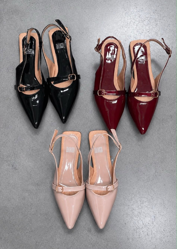 Flats charol negro c/hebilla