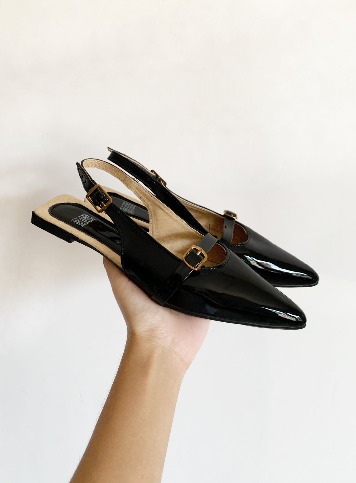 Flats charol negro c/hebilla