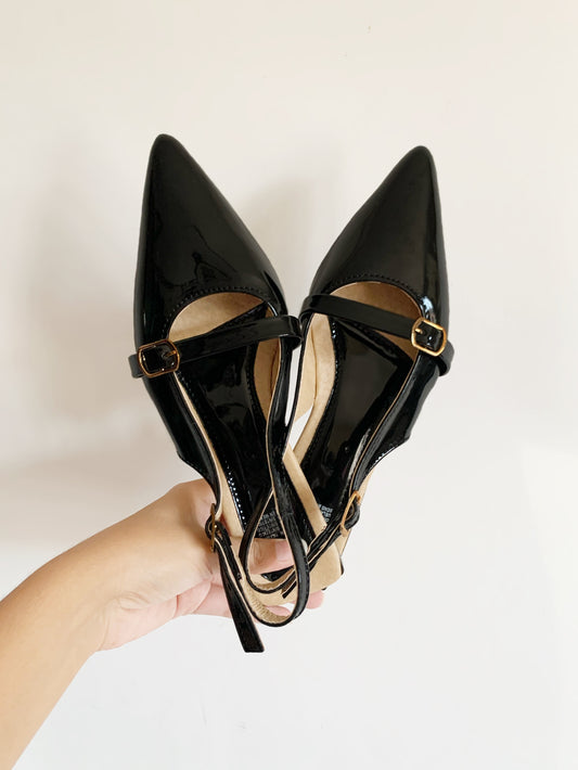 Flats charol negro c/hebilla